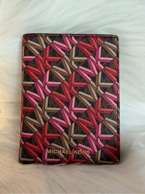 Michael Kors Logo Bedford Medium Travel Passport Wallet